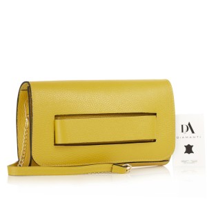 Geanta plic din piele naturala DiAmanti Raffaella Galben Lime